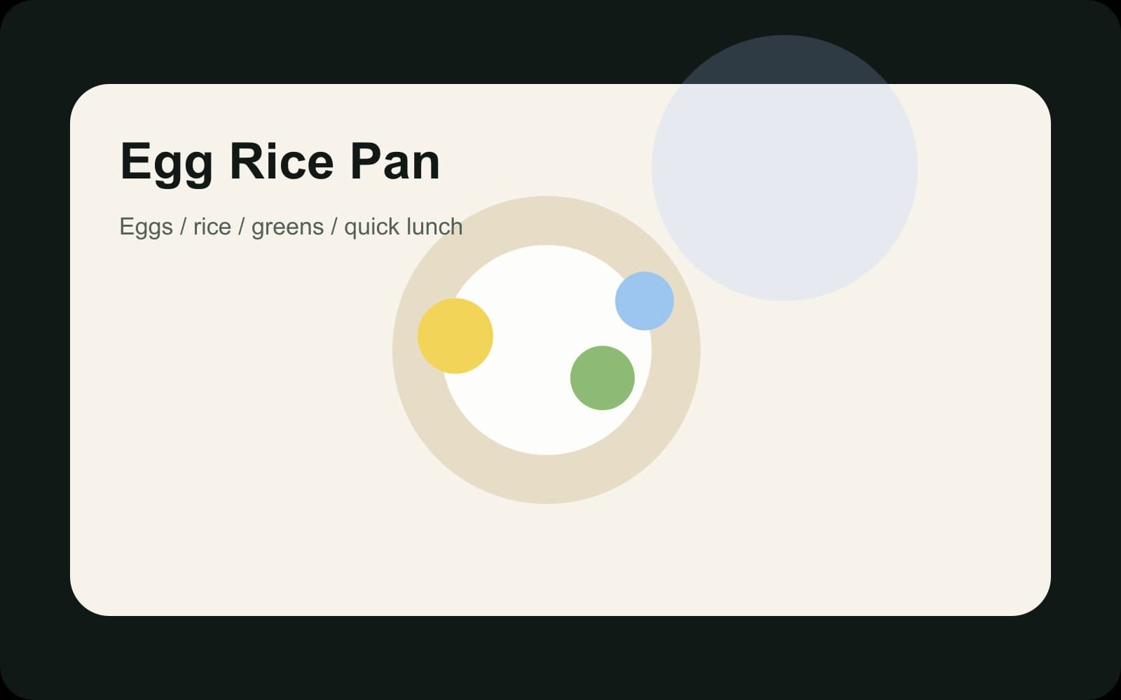 Helle Reis-Pfanne mit Eiern und grünem Gemüse.