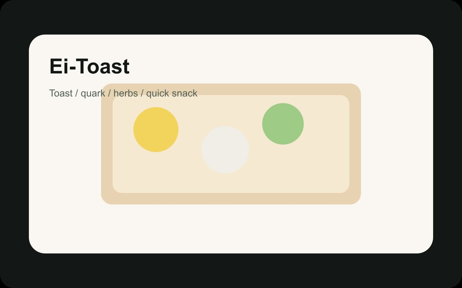 Toast mit Ei, Kräuterquark und frischem Gemüse auf heller Fläche.